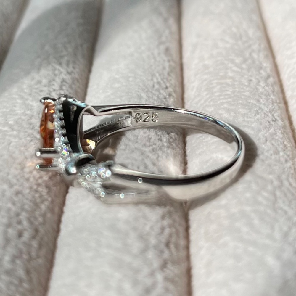 R008 | Amber CZ Pear Stone with Halo Ring - Picture 5 of 5